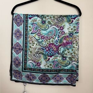 Silk Scarf with a paisley and floral design.